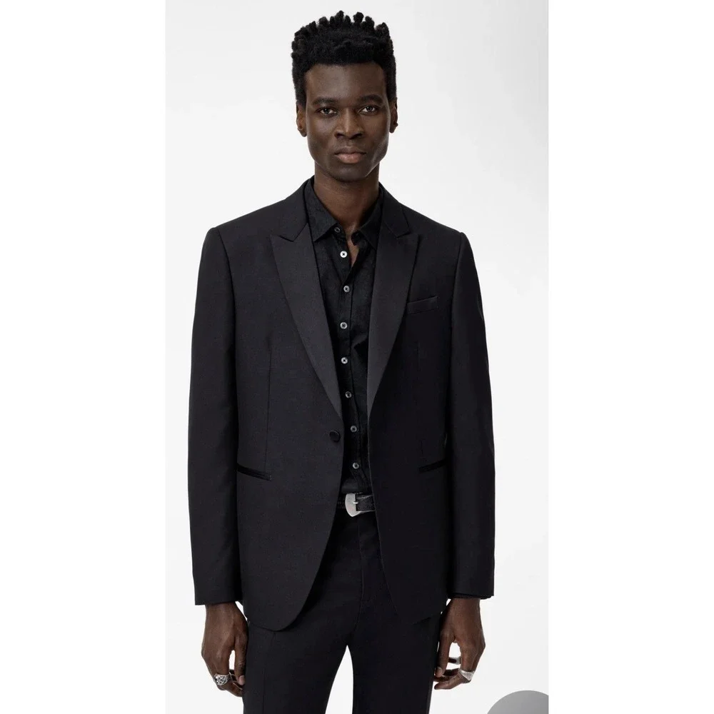 John Varvatos Blazer Men‎ 40R Black Wool Sport Coat Jacket 2 Button Breathable